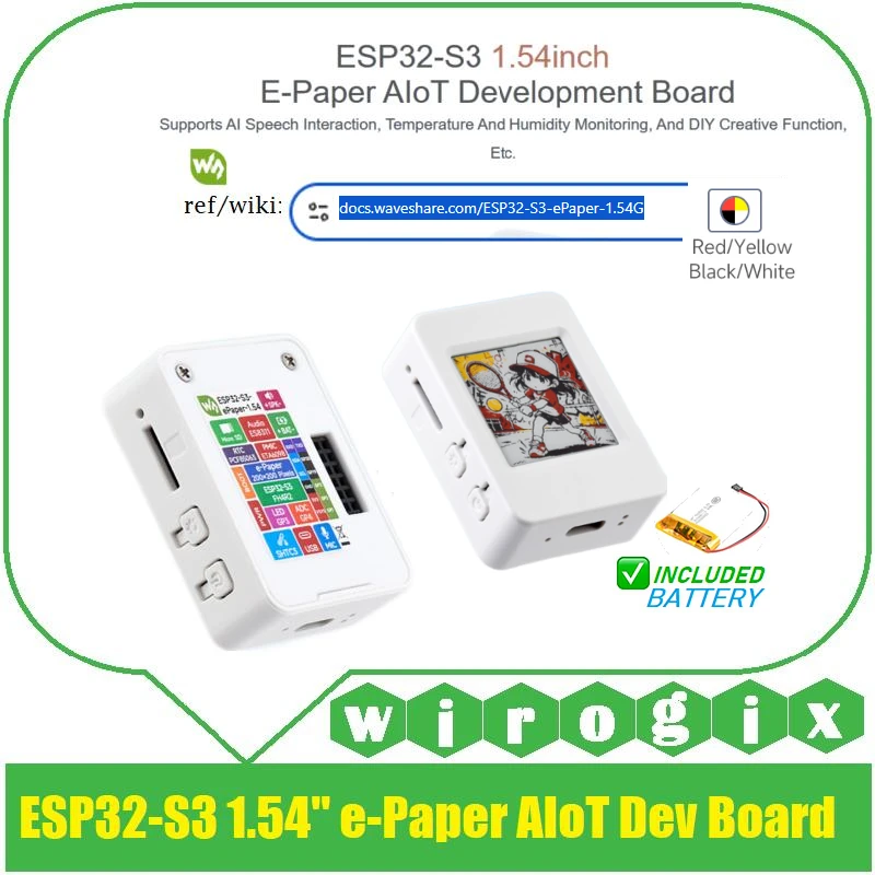 ESP32-S3, AI Chat, e-Paper ESP32-S3 1.54inch e-Paper (G) AIoT Development Board with Color