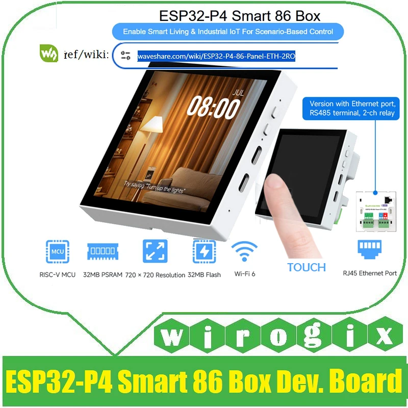 ESP32-P4 Smart 86 Box Development Board with Ethernet  + RS485 +  Relay
